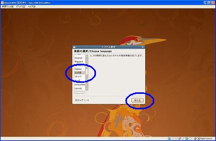 Ubuntuの初期設定画面